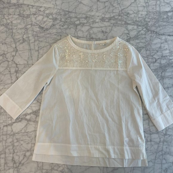 J. Crew Crewcuts Embellished White Blouse Girls Size 10 - Picture 1 of 5